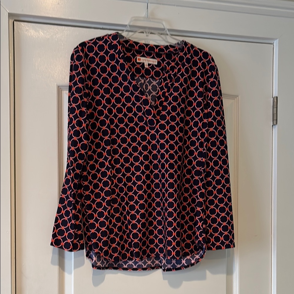 Jude Connally Navy, Pink Orange Geometric Women's Top